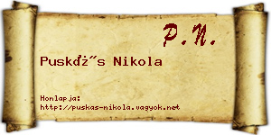 Puskás Nikola névjegykártya